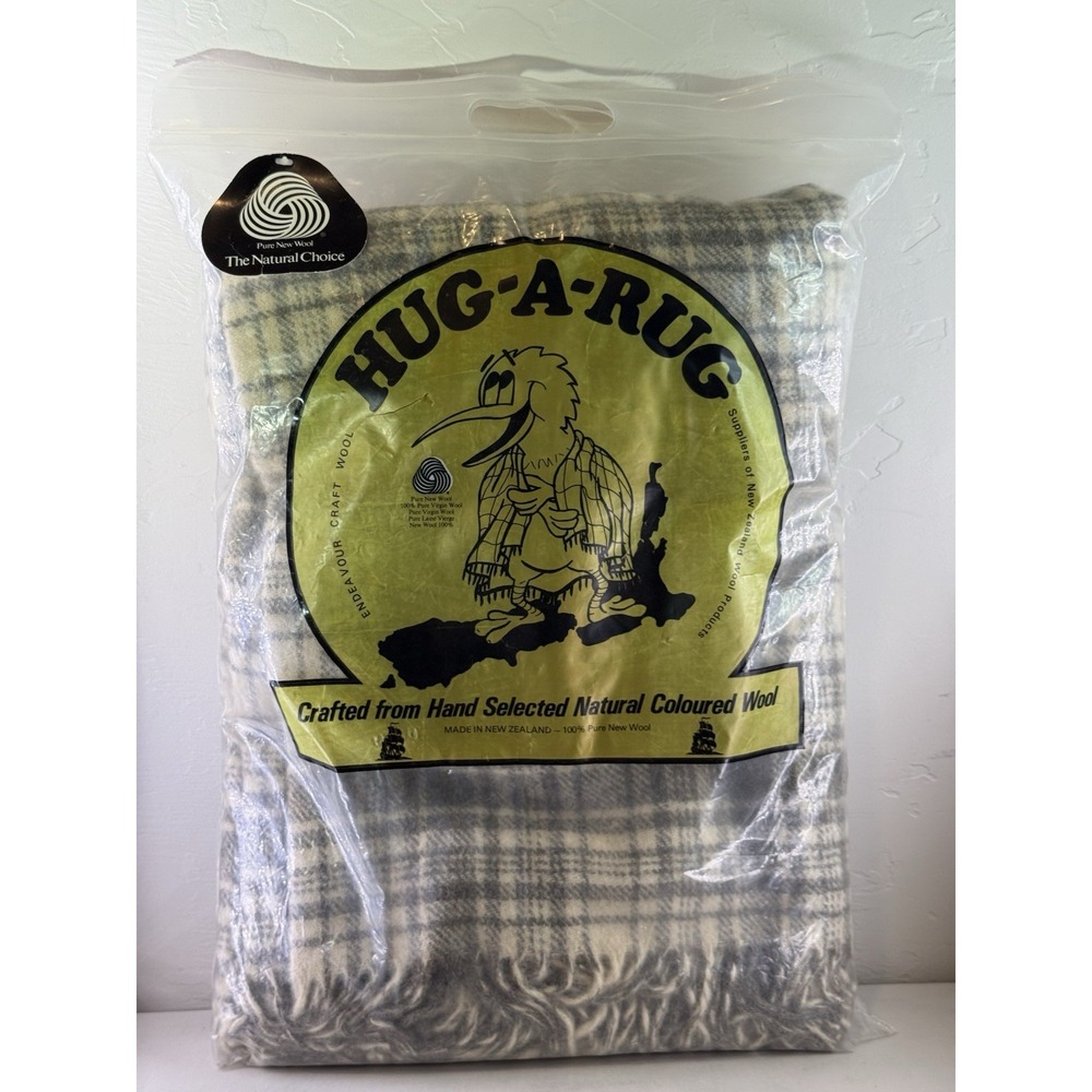 Vtg Endeavour Craft Wool Hug-A-Rug Blanket New Zealand 100% Pure New Wool